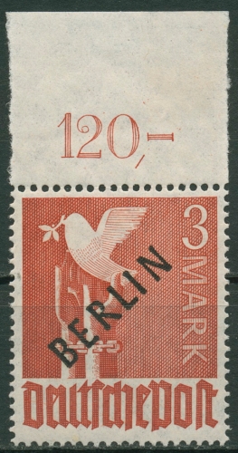 Berlin 1948 Schwarzaufdruck Plattendruck Oberrand 19 P OR ndgz. postfrisch
