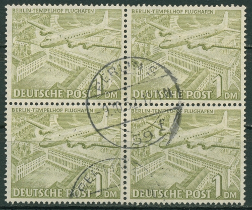 Berlin 1949 Berliner Bauten 57 a im 4er-Block gestempelt