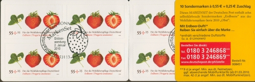 Bund Markenheftchen 2010 Obst Erdbeere MH 81 (2777) ESST BONN (C17405)