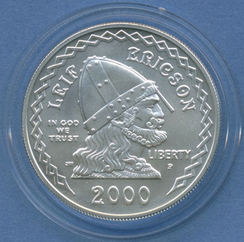 USA Dollar 2000 Leif Ericson KM 313, Silber Uncirculated, st (m1874)
