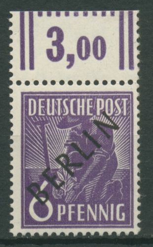 Berlin 1948 Schwarzaufdruck Walze dickes Papier 2 x W OR postfrisch geprüft