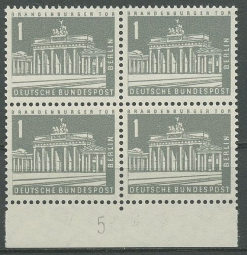 Berlin 1956 Stadtbilder mit Druckerzeichen 140 yw 4er-Block DZ 5 postfrisch