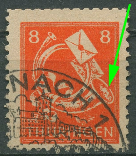 SBZ Thüringen Freimarke mit Plattenfehler 96 AX t III gestempelt