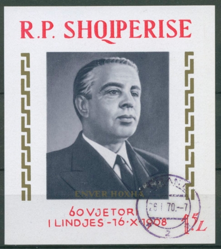 Albanien 1968 60. Geburtstag von Enver Hoxha Block 34 gestempelt (C26346)