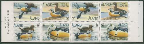 Aland 2001 WWF Naturschutz Scheckente Markenheftchen MH 9 postfrisch (C17479)