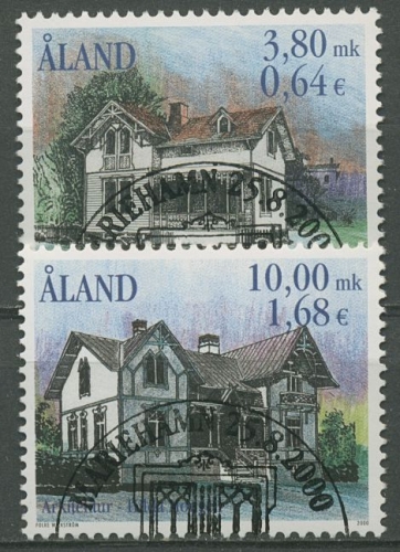 Aland 2000 Architektur der Aländischen Badehausepoche 179/80 gestempelt