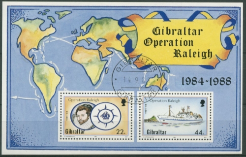 Gibraltar 1988 Forschungsfahrt "Operation Raleigh" Block 11 gestempelt (C70023)