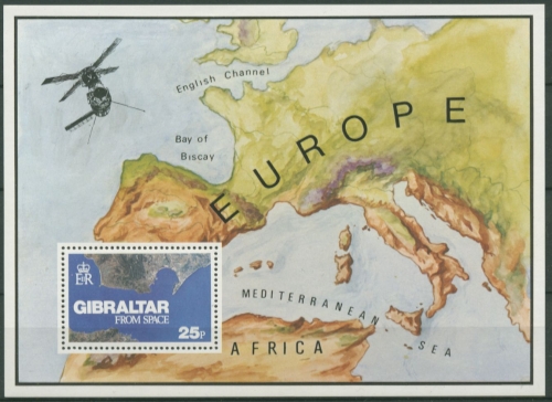 Gibraltar 1978 Straße von Gibraltar, NASA-Foto Block 5 postfrisch (C30885)