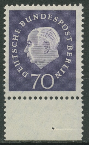 Berlin 1959 Heuss Medaillon mit Unterrand 186 UR postfrisch