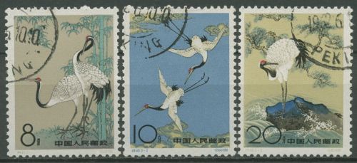 China 1962 Mandschurenkranich Gemälde 640/42 gestempelt