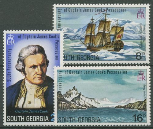Südgeorgien 1975 Seefahrer James Cook Schiffe 49/51 postfrisch