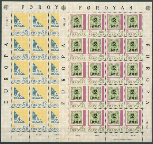 Färöer 1979 Europa CEPT Post/ Fernmeldewesen Bogen 43/44 postfrisch (C17573)