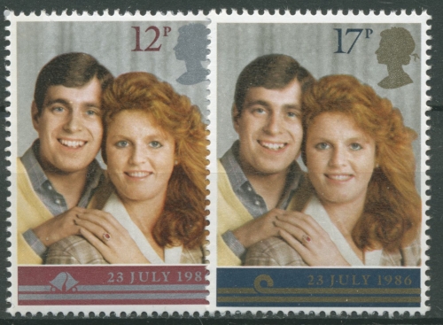 Großbritannien 1986 Hochzeit Prinz Andrew u. Sarah Ferguson 1081/82 postfrisch