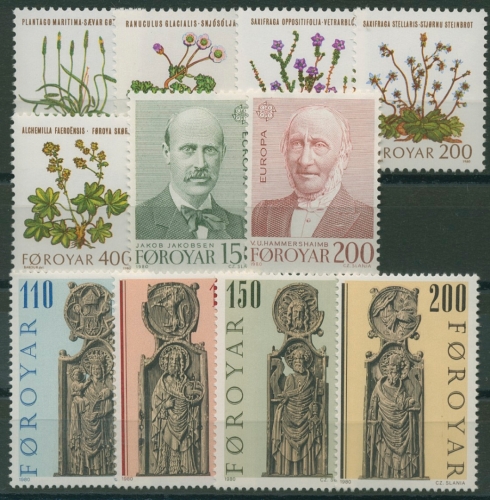 Färöer 1980 kompletter Jahrgang postfrisch (R17579)
