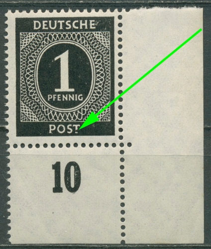 Alliierte Besetzung 1946 I. Kontrollratsausg. Plattenfehler ? 911 PF ? postfr.