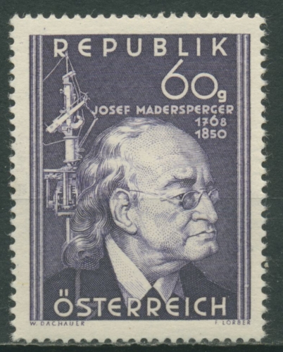 Österreich 1950 100. Todestag von Josef Madersperger 951 postfrisch