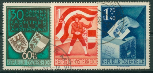 Österreich 1950 30. Jahrestag der Volksabstimmung in Kärnten 952/54 gestempelt