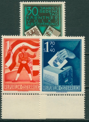 Österreich 1950 30. J. Volksabstimmung in Kärnten 952/54 Unterrand postfrisch