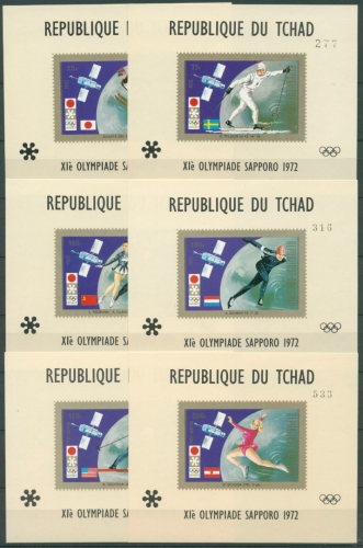Tschad 1972 Olympiasieger Winterspiele Sapporo Block A/F 45 postfrisch (C28054)