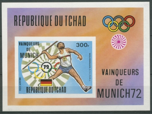 Tschad 1972 Olympiasieger München Wolfermann Block 54 B postfrisch (C28063)