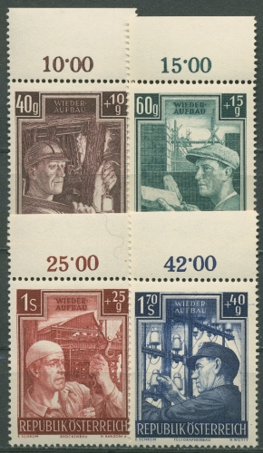 Österreich 1951 Wiederaufbau mit Oberrand 960/63 OR postfrisch