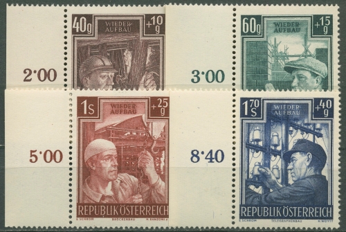 Österreich 1951 Wiederaufbau mit Seitenrand links 960/63 SR postfrisch