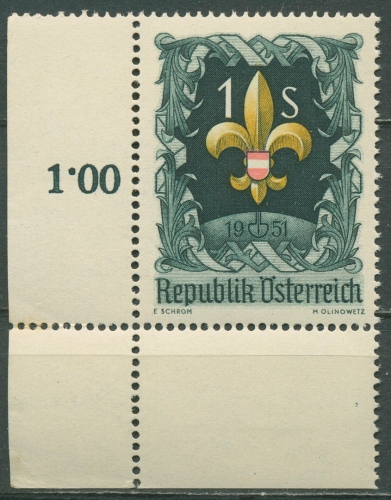 Österreich 1951 7. Weltpfadfindertreffen Bad Ischl Ecke unt.links 966 postfrisch