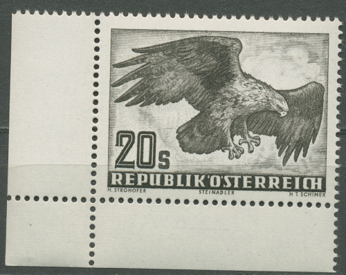 Österreich 1952 Vögel Ecke unten links 968 x postfrisch