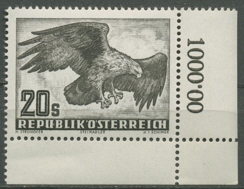 Österreich 1952 Vögel Ecke unten rechts 968 x postfrisch