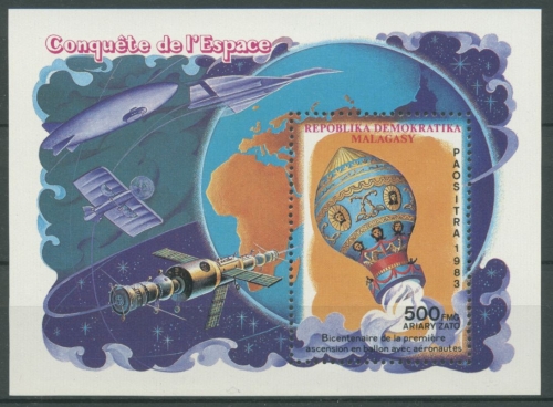 Madagaskar 1983 200 J. Luftfahrt Montgolfiere Block 20 postfrisch (C28090)