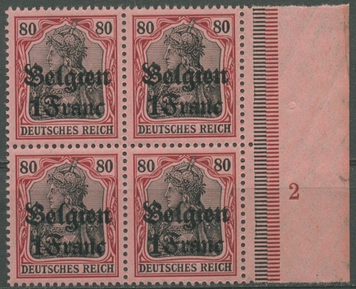 Landespost in Belgien 1914/16 Germania Plattennummer 7 Pl.-Nr. 2 postfrisch