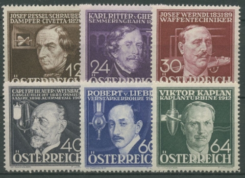 Österreich 1936 Wohlfahrt Österreichische Erfinder 632/37 postfrisch
