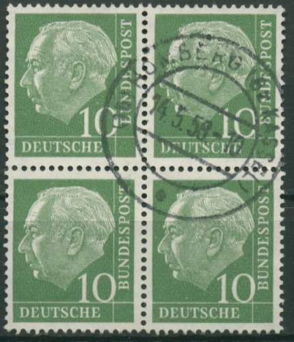 Bund 1954 Th. Heuss I Bogenmarken 183 4er-Block gestempelt
