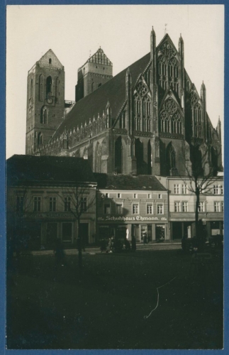 Prenzlau Marienkirche Schuhhaus Ehrmann, ungebraucht (AK1883)