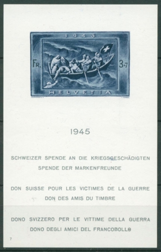 Schweiz 1945 Spende an die Kriegsgeschädigten Block 11 postfrisch (C28195)