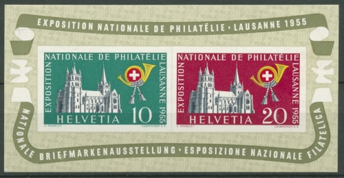 Schweiz 1955 Nat. Briefmarkenausstellung Lausanne Block 15 mit Falz (C28205)