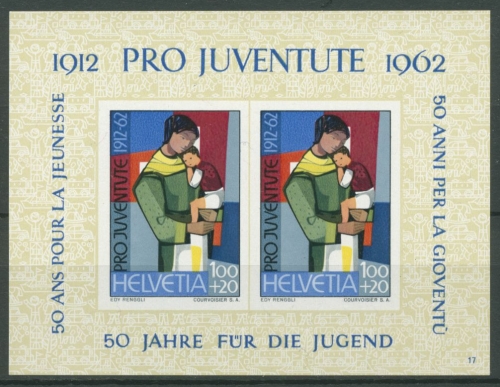 Schweiz 1962 50 J. Stiftung Pro Juventute Block 18 postfrisch (C28210)