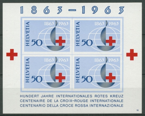 Schweiz 1963 100 Jahre Internationales Rotes Kreuz Block 19 postfrisch (C28211)