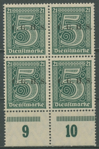 Oberschlesien Dienstmarke 1920 mit Aufdruck D 1 III P UR 4er-Block postfrisch