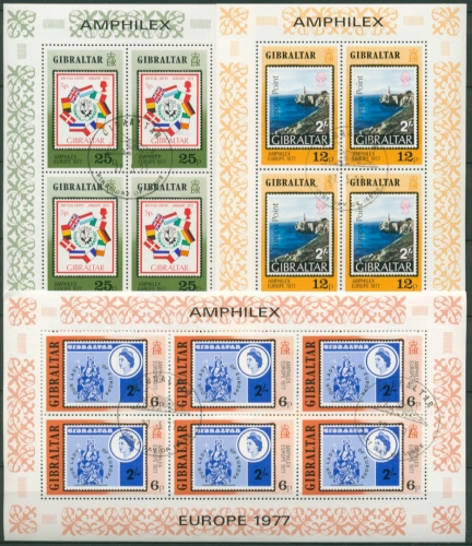 Gibraltar 1977 AMPHILEX '77 Kleinbogen 364/66 gestempelt (C30935)