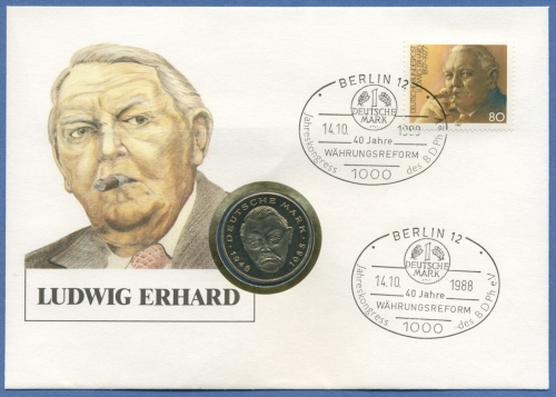 Bund 1987 Dr. Ludwig Erhard Numisbrief mit 2 DM (N23)
