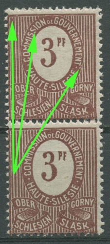 Oberschlesien 1920 Freimarke Ziffer mit Plattenfehler 2 IV postfrisch