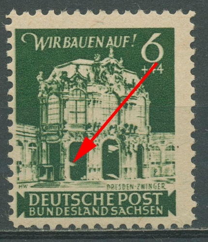 SBZ Ost-Sachsen 1946 Wiederaufbau mit Plattenfehler 64 aA II postfrisch
