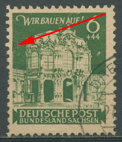 SBZ Ost-Sachsen 1946 Plattenfehler 64 aA III gestempelt, kl. Zahnfehler