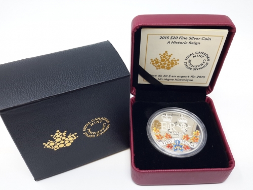Kanada 20 Dollar 2015 A Historic Reign, Silber PP Box/Zertifikat (m2078)