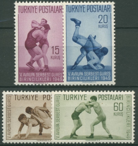 Türkei 1949 Europameisterschaften im Freistilringen 1231/34 postfrisch