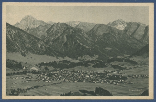 Oberstdorf im Algäu Gesamtansicht, gelaufen 1928 (AK1989)