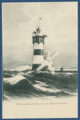 Leuchtturm Rothesand vor der Wesermündung, ungebraucht (AK1976)