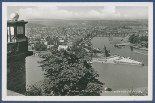 Koblenz Ehrenbreitstein am Rhein Blick auf das Deutsche Eck, ungebraucht (AK2075)
