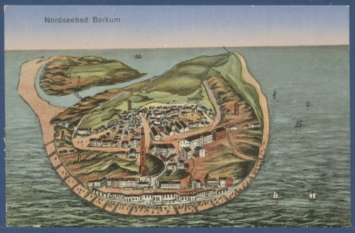 Nordseebad Borkum Gesamtansicht, ungebraucht (AK2040)